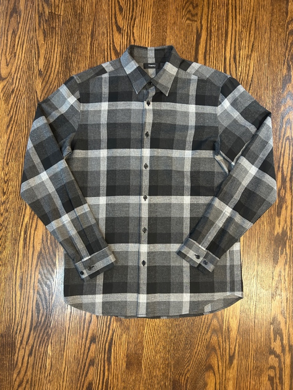 Theory Wool Blend Plaid Shirt